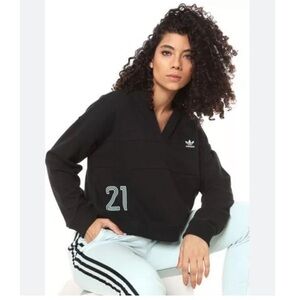 Adidas Women's Black Crop Hooded Sweatshirt Size XS